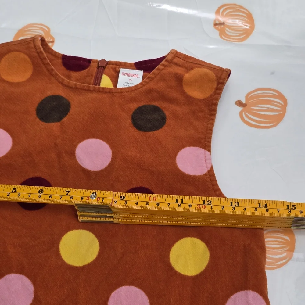Girls Vintage Gymboree Polka Dot Pinafore Jumper Dress & Matching Shirt Size 10